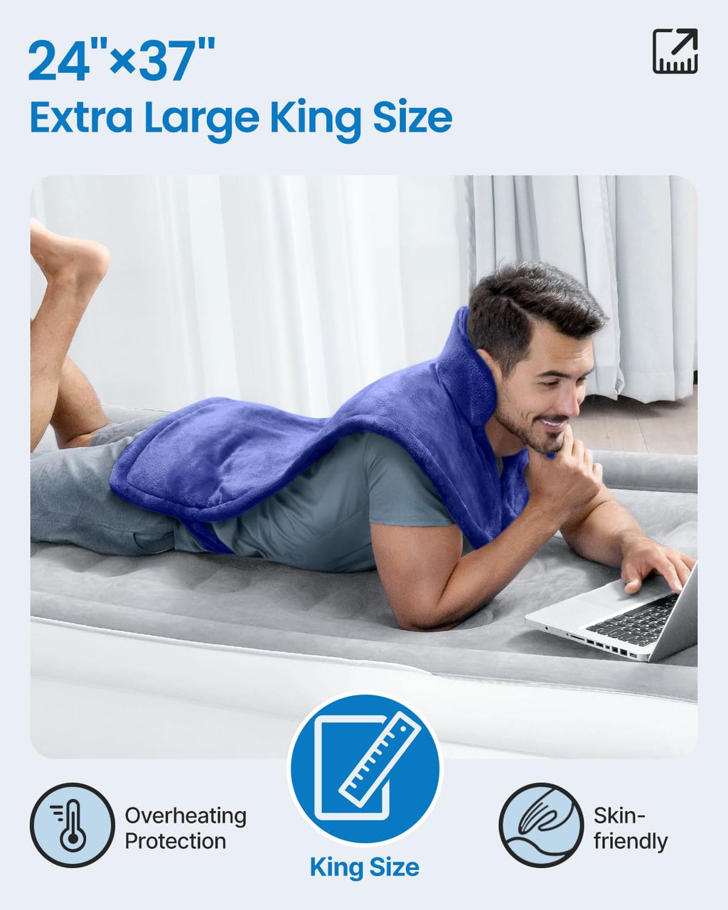 RENPHO Electric Heating Pad for Back, Birthday Christmas Gifts for Women Men Mom Dad Elderly, FSA Eligible Items Only List, Large Heat Pad for Neck Shoulders, 24"x33", ETL Certified, Gray