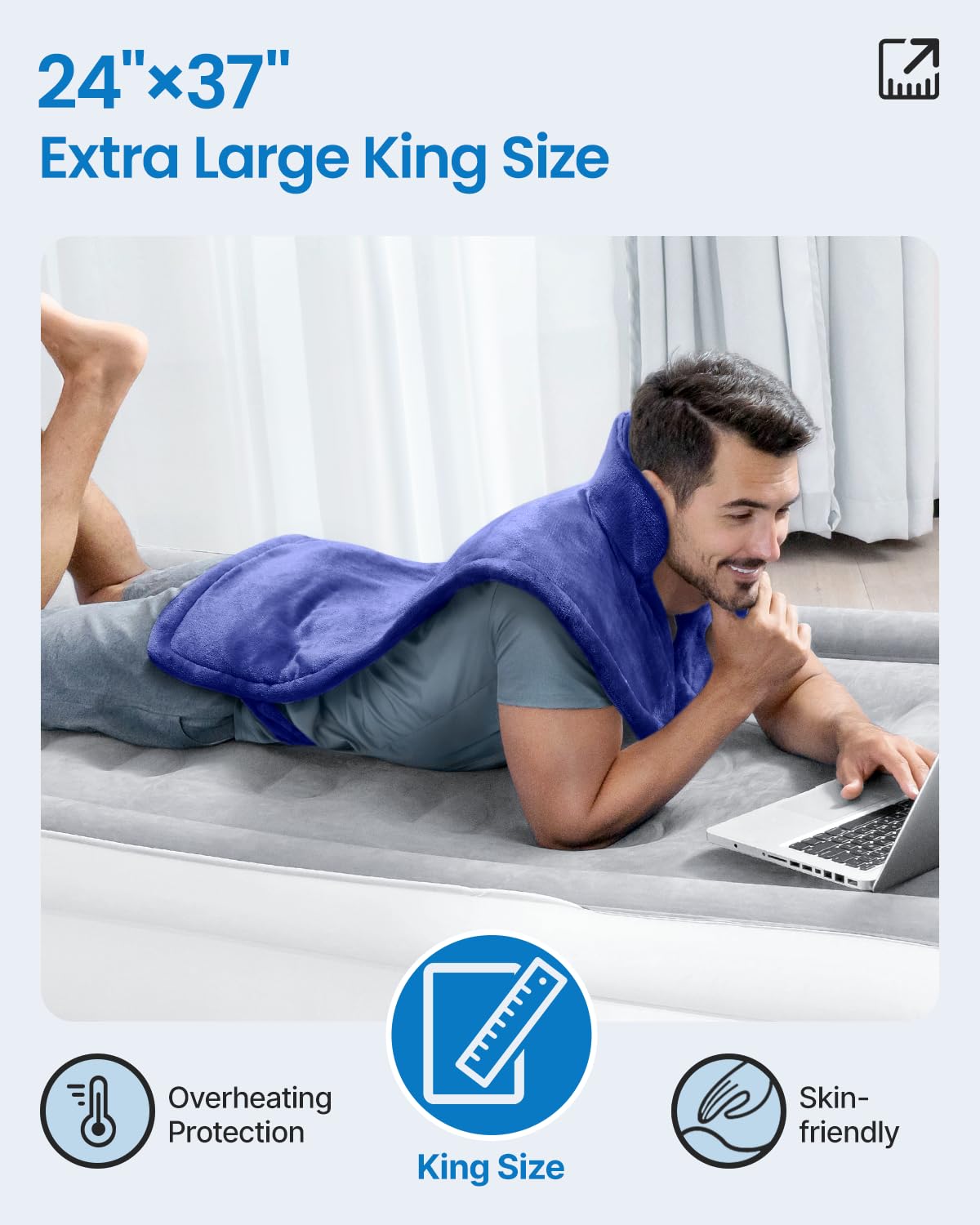 RENPHO Electric Heating Pad for Back, Birthday Christmas Gifts for Women Men Mom Dad Elderly, FSA Eligible Items Only List, Large Heat Pad for Neck Shoulders, 24"x33", ETL Certified, Gray