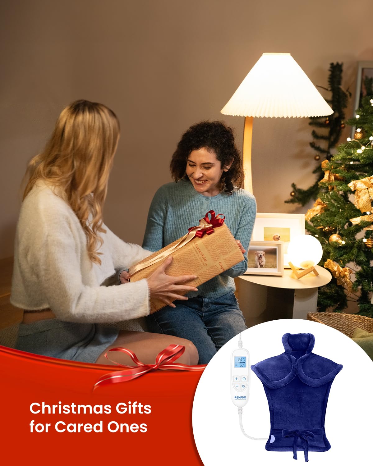 RENPHO Electric Heating Pad for Back, Birthday Christmas Gifts for Women Men Mom Dad Elderly, FSA Eligible Items Only List, Large Heat Pad for Neck Shoulders, 24"x33", ETL Certified, Gray