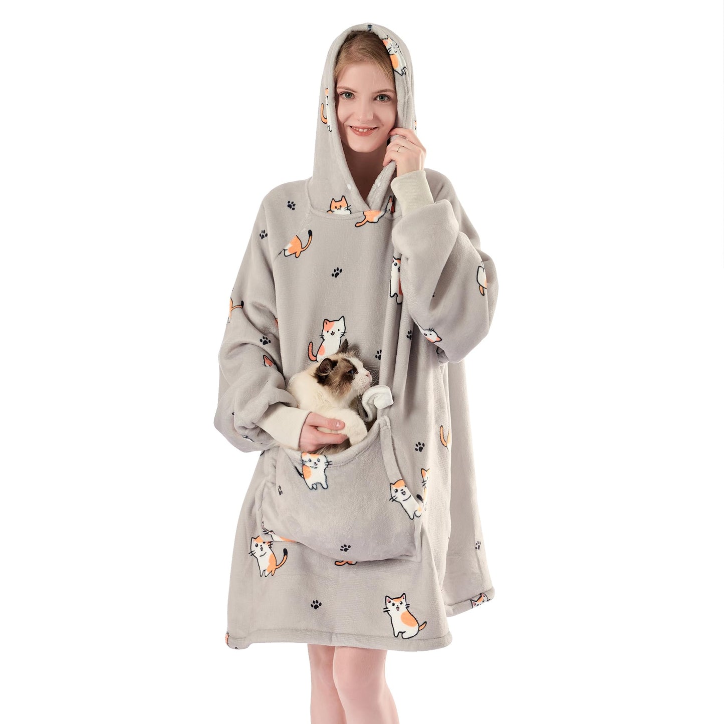 Krifey Wearable Blanket Hoodie, Oversized Sherpa Fleece Sweatshirt with Giant Pocket, Birthday Gifts for Women, Warm Christmas Gift for Mom, Wife, or Girlfriend