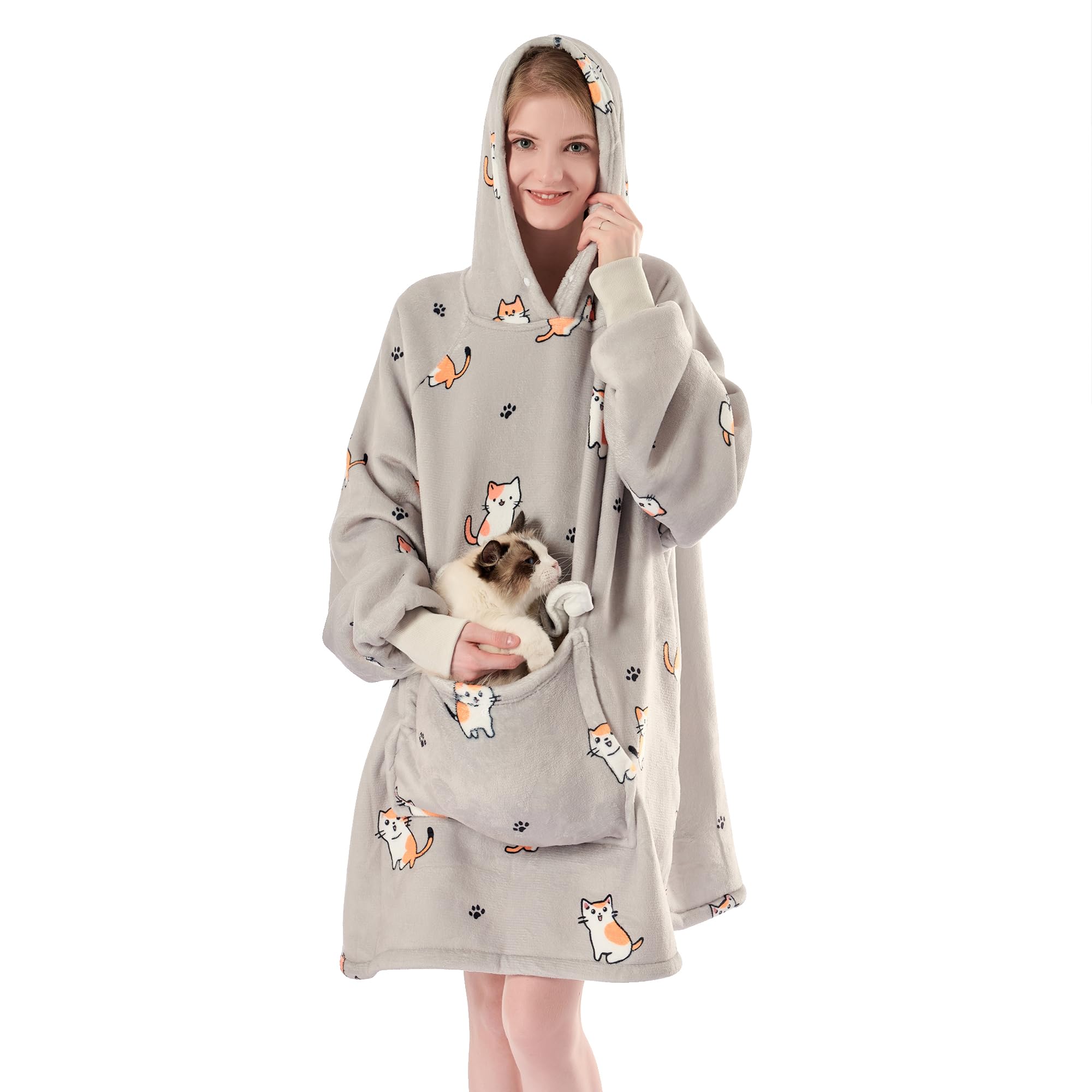 Krifey Wearable Blanket Hoodie, Oversized Sherpa Fleece Sweatshirt with Giant Pocket, Birthday Gifts for Women, Warm Christmas Gift for Mom, Wife, or Girlfriend