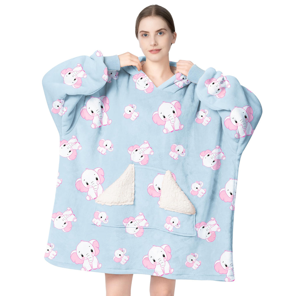 Touchat Wearable Blanket Hoodie, Oversized Sherpa Fleece Sweatshirt Blanket with Giant Hood Pocket and Sleeves for Adult, Warm & Cozy Grey Blanket Gifts for Women