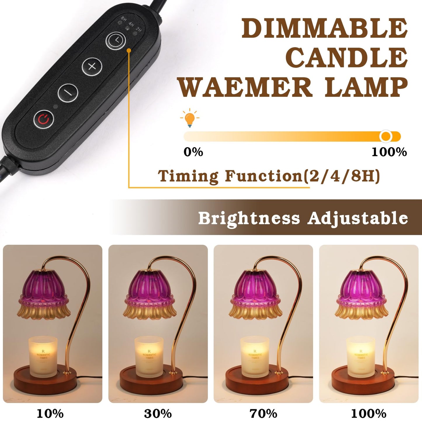 Flower Candle Warmer Lamp with Timer, Dimmable Candle Lamp Warmer, Christmas Birthday Gift for Women Mom, House Warming for New Home Decor, Lotus Wax Melt Warmer for Jar Candles