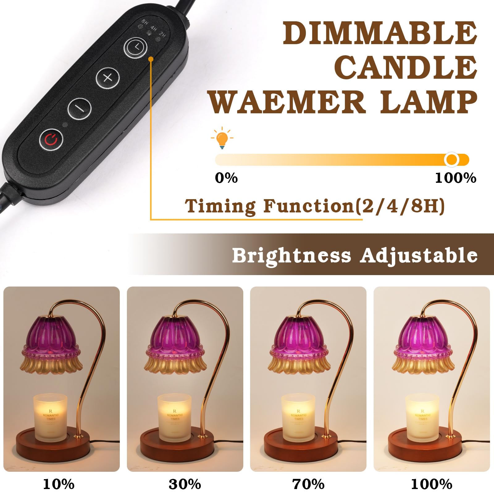 Flower Candle Warmer Lamp with Timer, Dimmable Candle Lamp Warmer, Christmas Birthday Gift for Women Mom, House Warming for New Home Decor, Lotus Wax Melt Warmer for Jar Candles