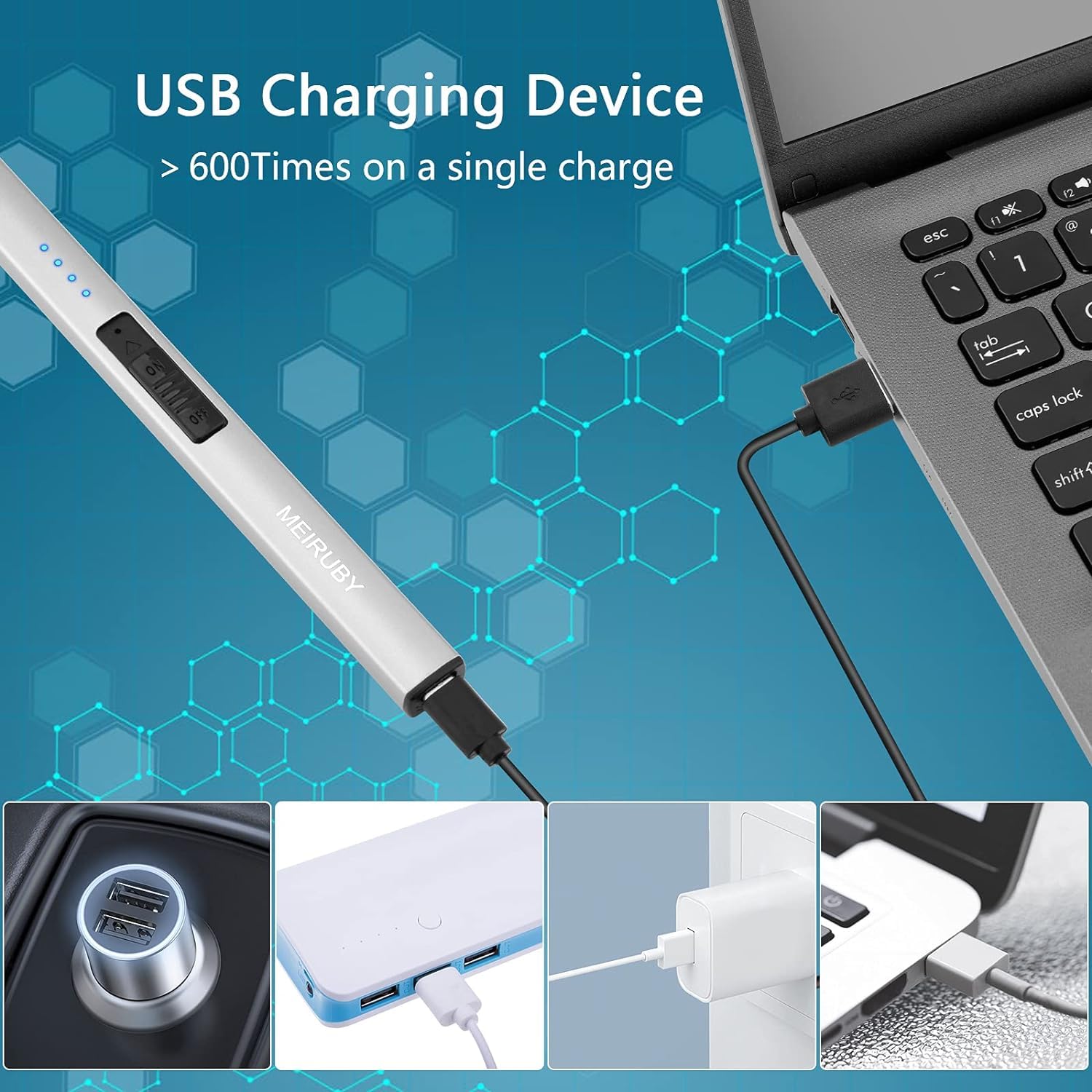 MEIRUBY Electric Candle Lighter, Christmas Stocking Stuffers Gifts for Women Mom Men Wife Sister, USB Arc Rechargeable Windproof Long Lighter for Candle BBQ Housewarming Birthday Gifts Idals