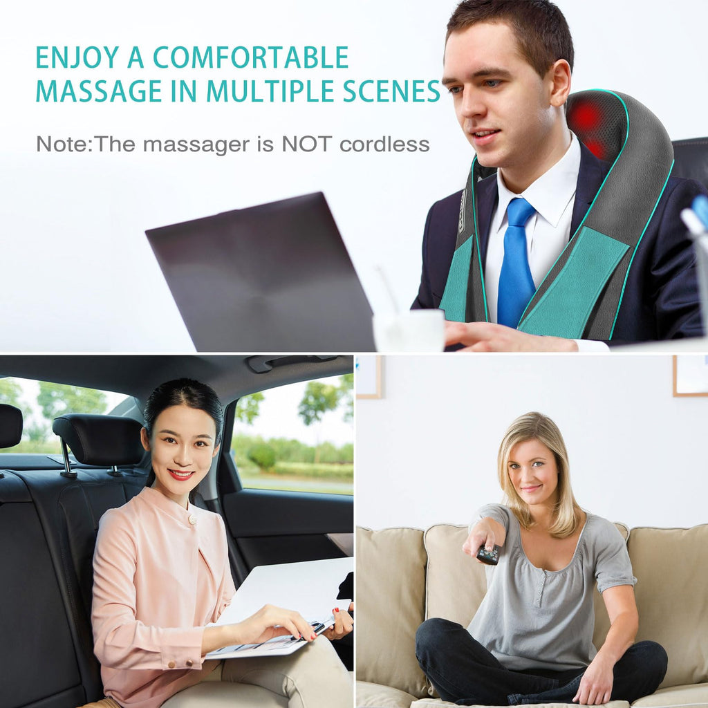 AERLANG Shiatsu Back and Neck Massager, Back Massager Deep Tissue Kneading Neck and Shoulder Massage with Heat, Electric Massage Pillow Fathers Day Gift Ideas from Daughter Son(NOT Cordless)