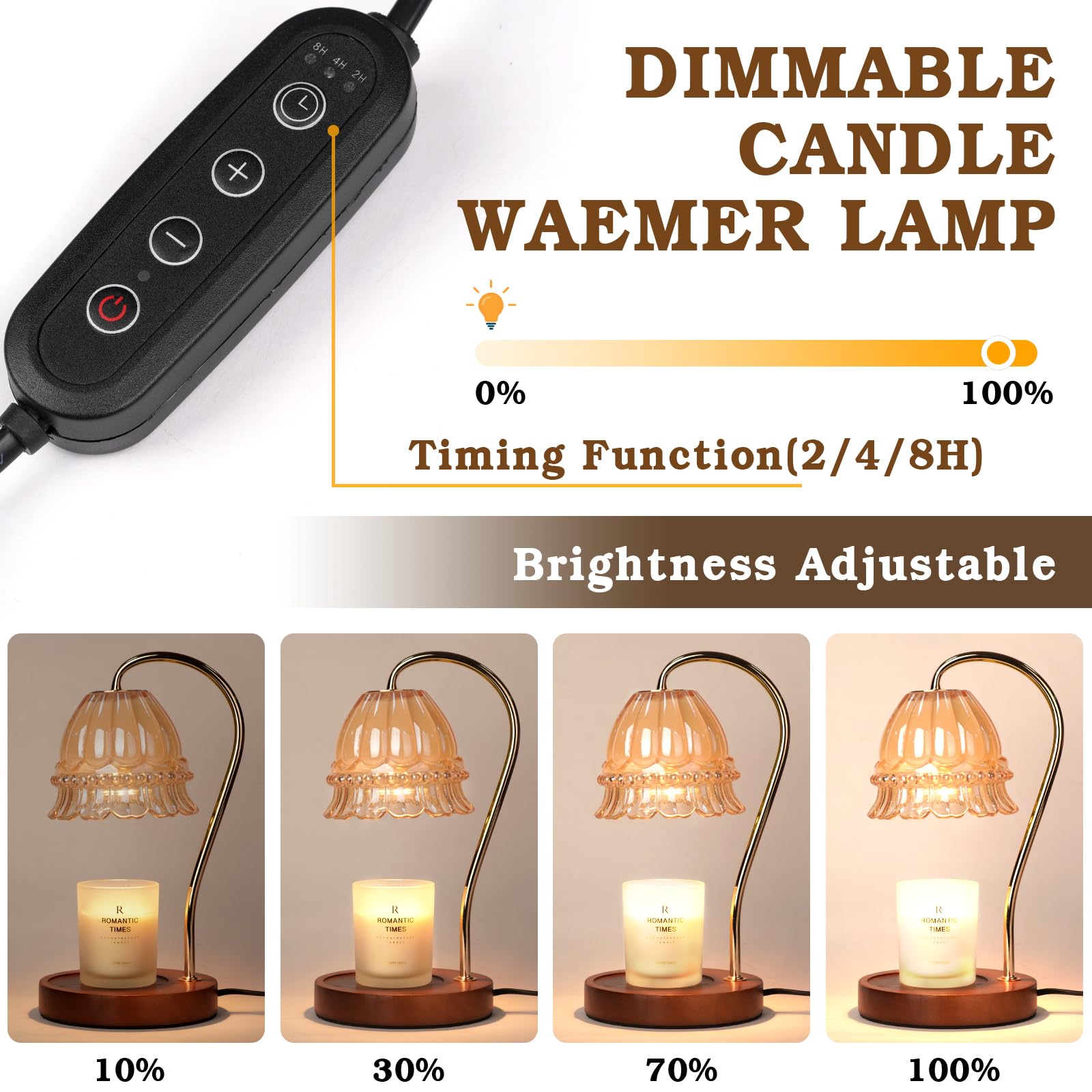 Flower Candle Warmer Lamp with Timer, Dimmable Candle Lamp Warmer, Christmas Birthday Gift for Women Mom, House Warming for New Home Decor, Lotus Wax Melt Warmer for Jar Candles