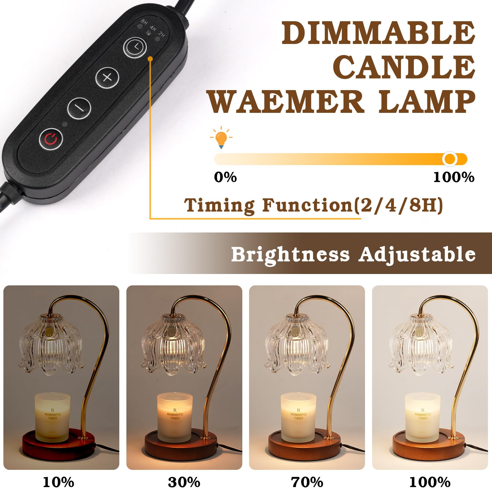 Flower Candle Warmer Lamp with Timer, Dimmable Candle Lamp Warmer, Christmas Birthday Gift for Women Mom, House Warming for New Home Decor, Lotus Wax Melt Warmer for Jar Candles