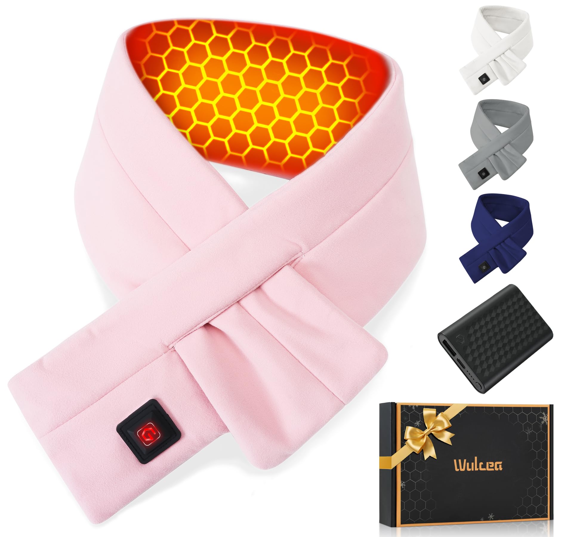 Wulcea Graphene Heated Scarf for Men Women 5V2A 6000mAh Fast Heating Long-Lasting Compact Battery