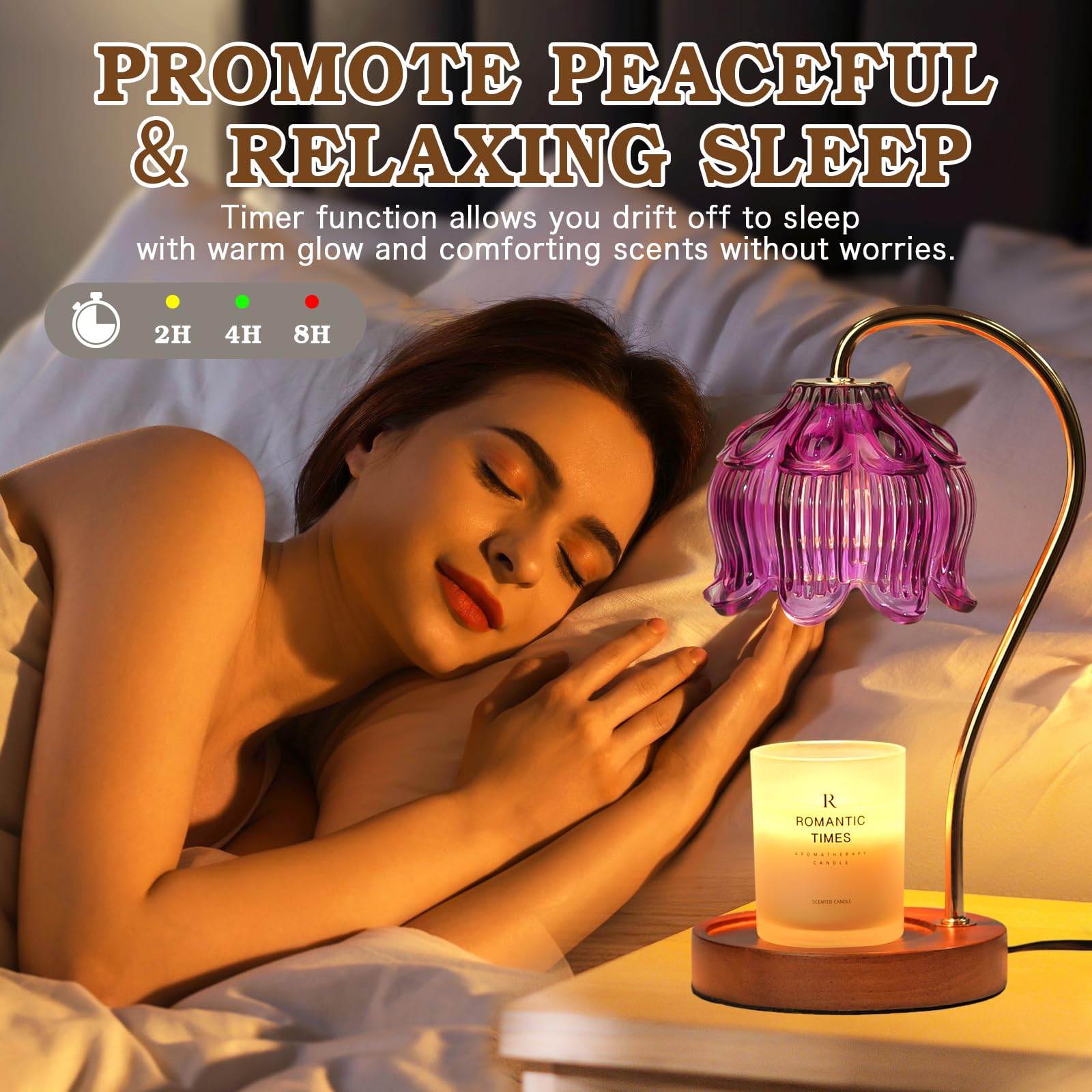 Flower Candle Warmer Lamp with Timer, Dimmable Candle Lamp Warmer, Christmas Birthday Gift for Women Mom, House Warming for New Home Decor, Lotus Wax Melt Warmer for Jar Candles