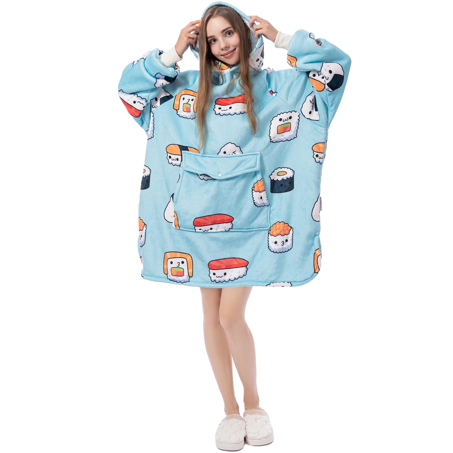 Krifey Wearable Blanket Hoodie, Oversized Sherpa Fleece Sweatshirt with Giant Pocket, Birthday Gifts for Women, Warm Christmas Gift for Mom, Wife, or Girlfriend