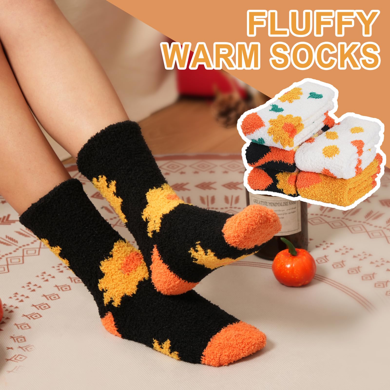 Fuzzy Socks for Women Gifts, Fluffy Cozy Plush Soft Slipper Socks for Fall Winter Christmas Warm Sleeping Home 5/6 Pairs