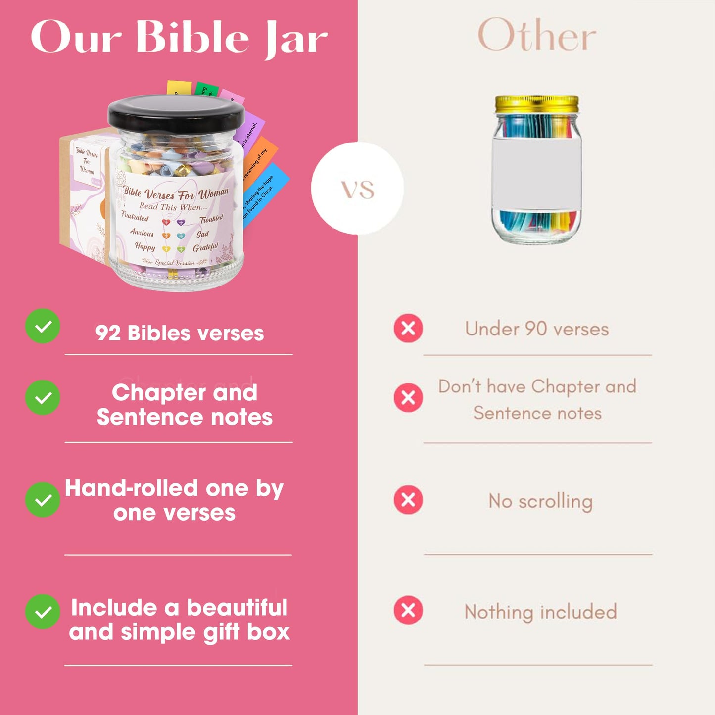 Read This When Bible Verses Jar for Daily Encouragement – Christian, Birthday & Christmas Gifts for Women; Great Gift for Mom, White Elephant Gift & Stocking Stuffer for Women