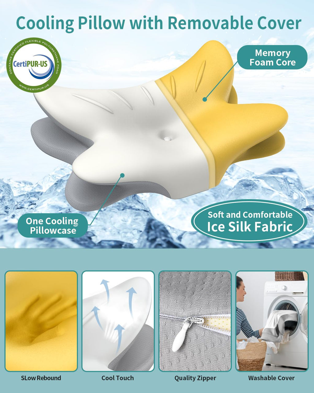 Cervical Neck Pillow for Pain Relief, Ergonomic Side Sleeper Pillow for Sleeping, Orthopedic Contour Memory Foam Bed Rest Pillows for Sleeping, Cooling Cervical Pillow for Back Stomach Sleepers