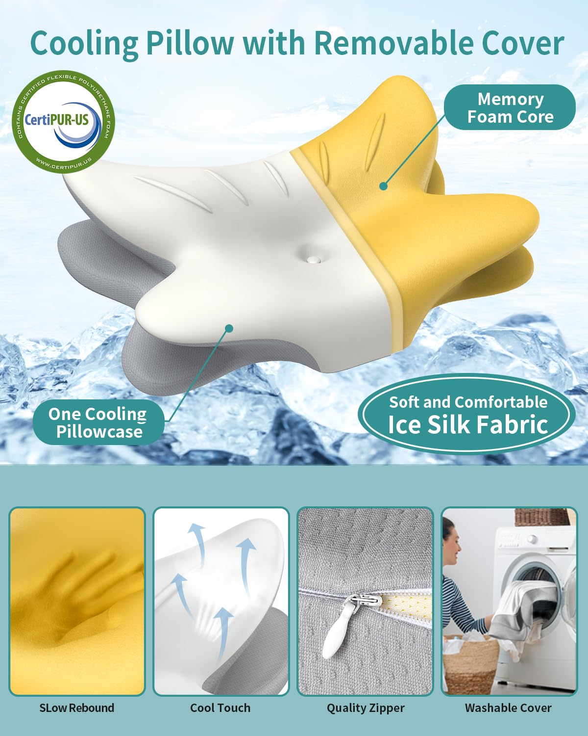 Cervical Neck Pillow for Pain Relief, Ergonomic Side Sleeper Pillow for Sleeping, Orthopedic Contour Memory Foam Bed Rest Pillows for Sleeping, Cooling Cervical Pillow for Back Stomach Sleepers