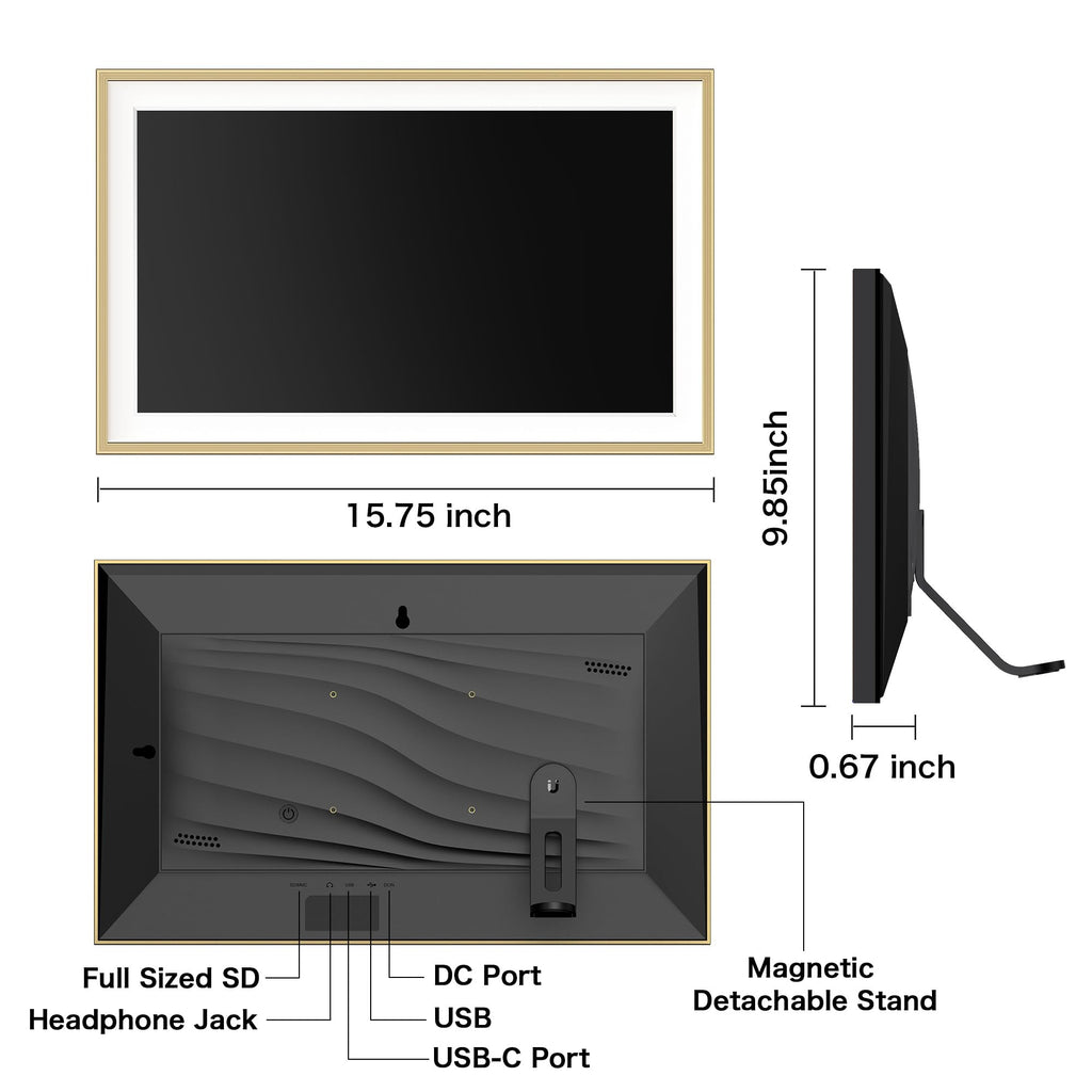 Digital Picture Frame, 10.1'' Frameo Digital Frame Wifi, 32GB Memory, 1280*800 HD Touch Screen Digital Photo Frame, Wall Mountable, Auto-Rotate, Share Instantly, Wedding, Birthday Gifts for Women, Mom