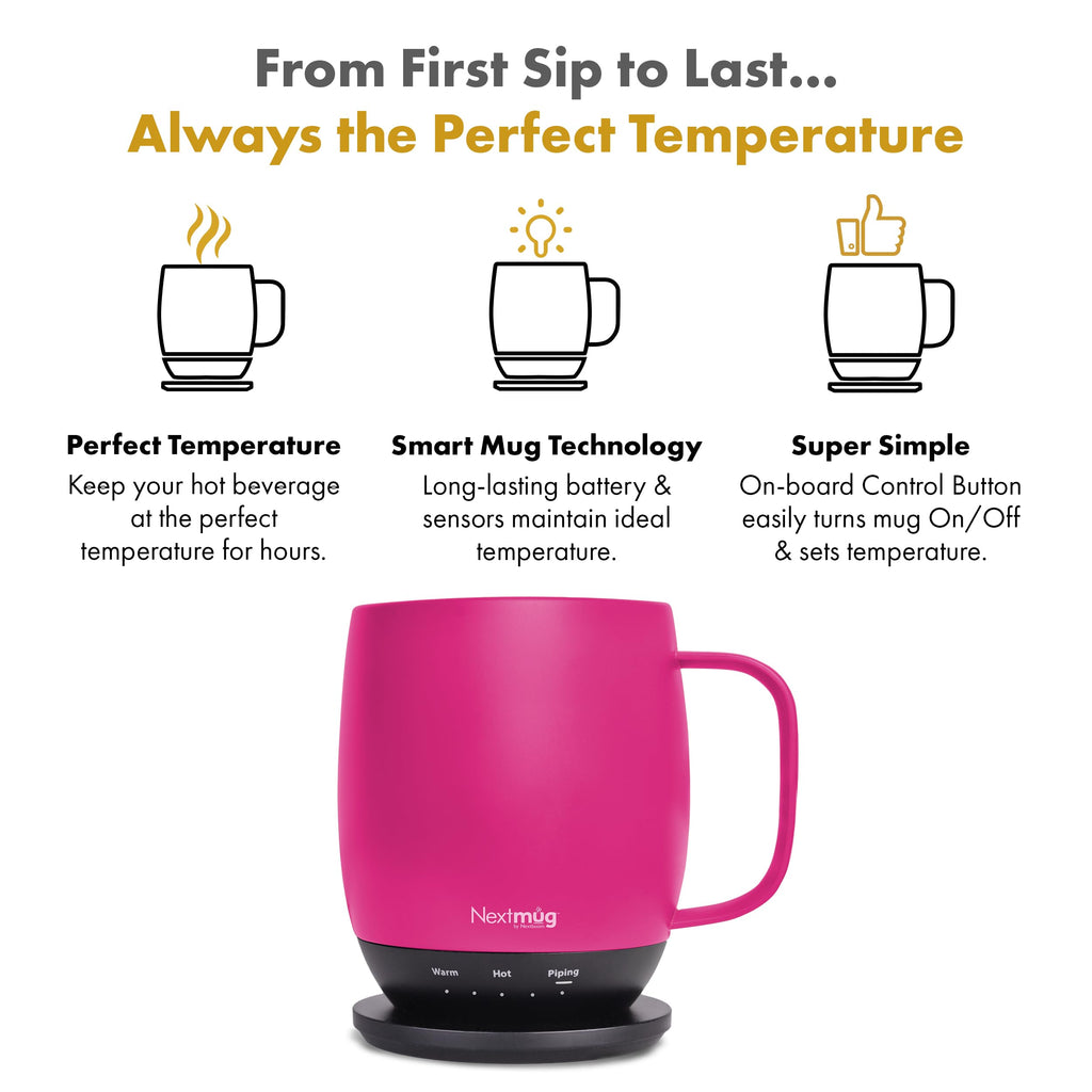 Nextmug - Temperature-Controlled, Self-Heating Coffee Mug (Black - 14 oz.)