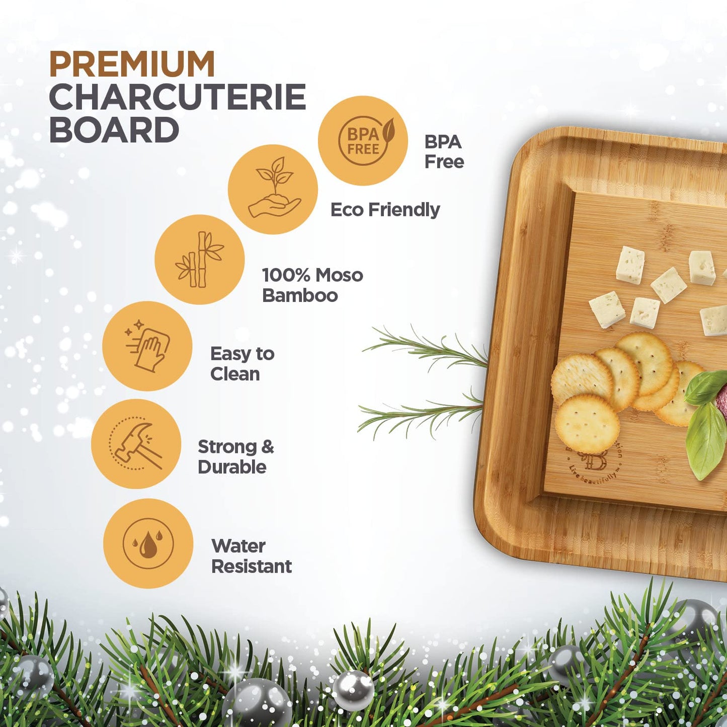 Charcuterie Board Gift Set - Bamboo Cheese Board and Knife Set - Housewarming Gifts for New Home, Wedding Gifts for Couples 2025, Bridal Shower Gifts, Birthday Gifts for Women