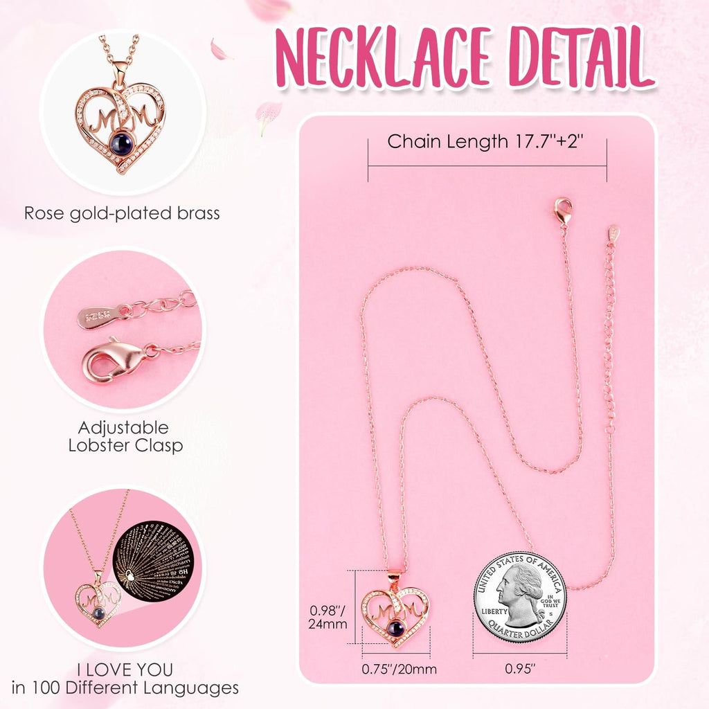 ADDWel Rose Gifts for Women Birthday Christmas - Preserved Real Roses Forever Red Flowers with I Love You in 100 Languages Necklace and Cute Moss Bear for Girlfriend Wife Mom Grandma