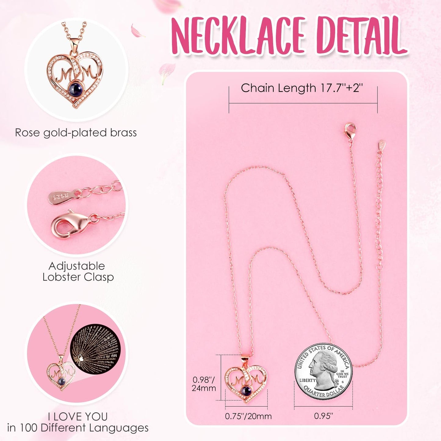 ADDWel Rose Gifts for Women Birthday Christmas - Preserved Real Roses Forever Red Flowers with I Love You in 100 Languages Necklace and Cute Moss Bear for Girlfriend Wife Mom Grandma