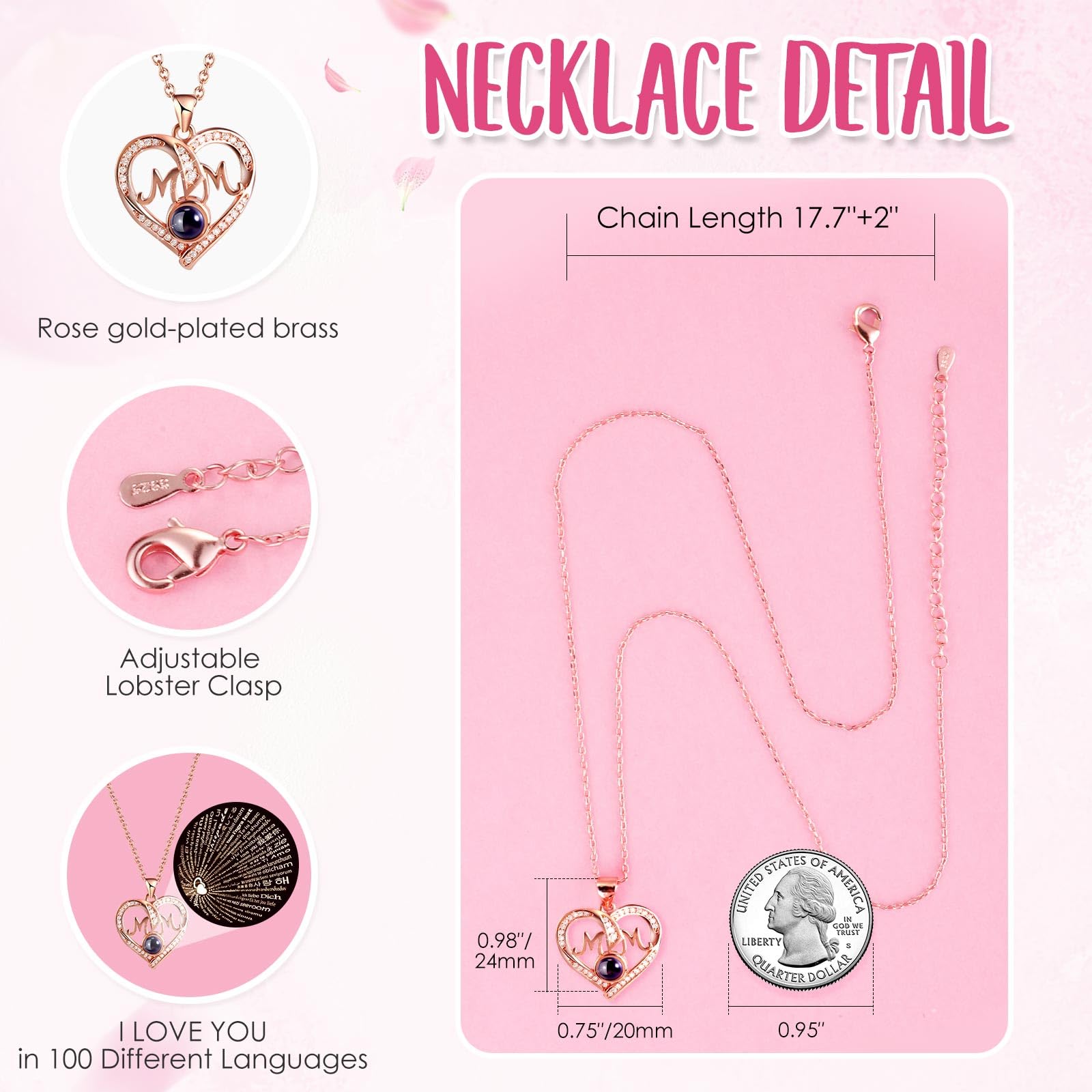 ADDWel Rose Gifts for Women Birthday Christmas - Preserved Real Roses Forever Red Flowers with I Love You in 100 Languages Necklace and Cute Moss Bear for Girlfriend Wife Mom Grandma