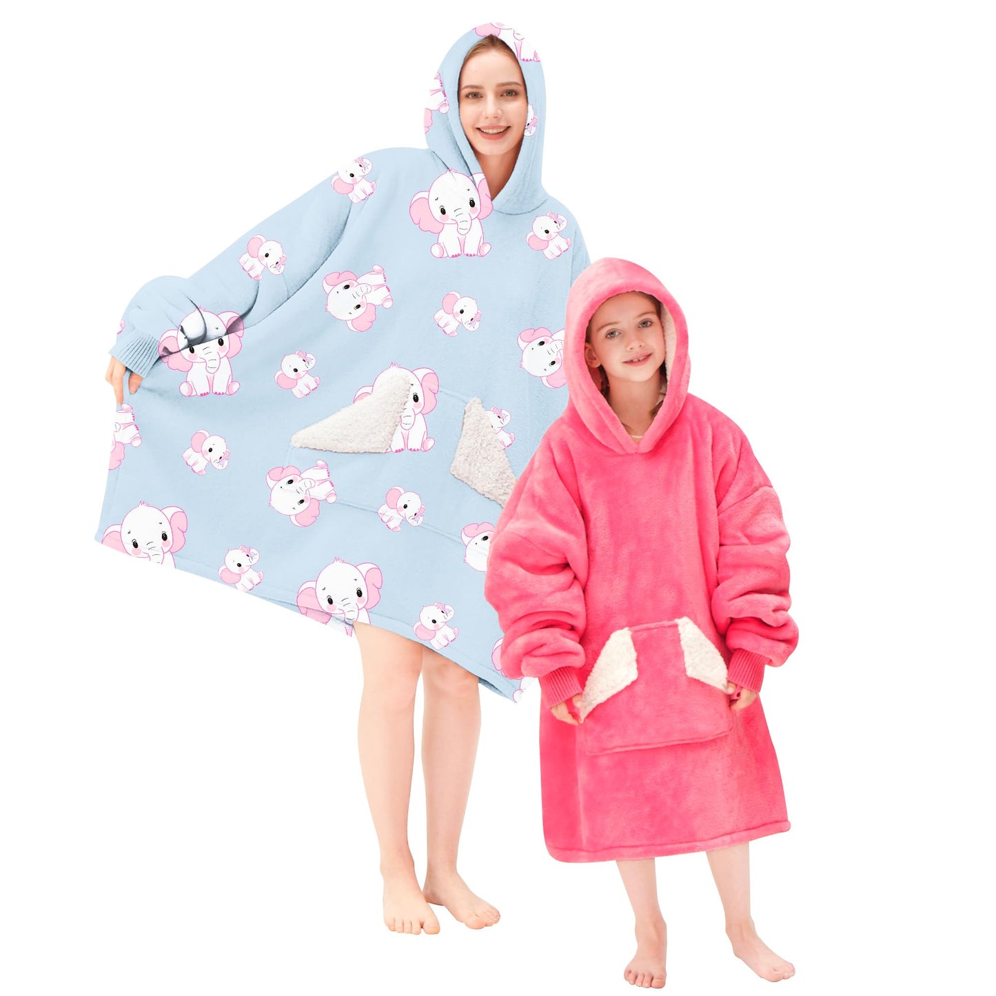 Touchat Wearable Blanket Hoodie, Oversized Sherpa Fleece Sweatshirt Blanket with Giant Hood Pocket and Sleeves for Adult, Warm & Cozy Grey Blanket Gifts for Women