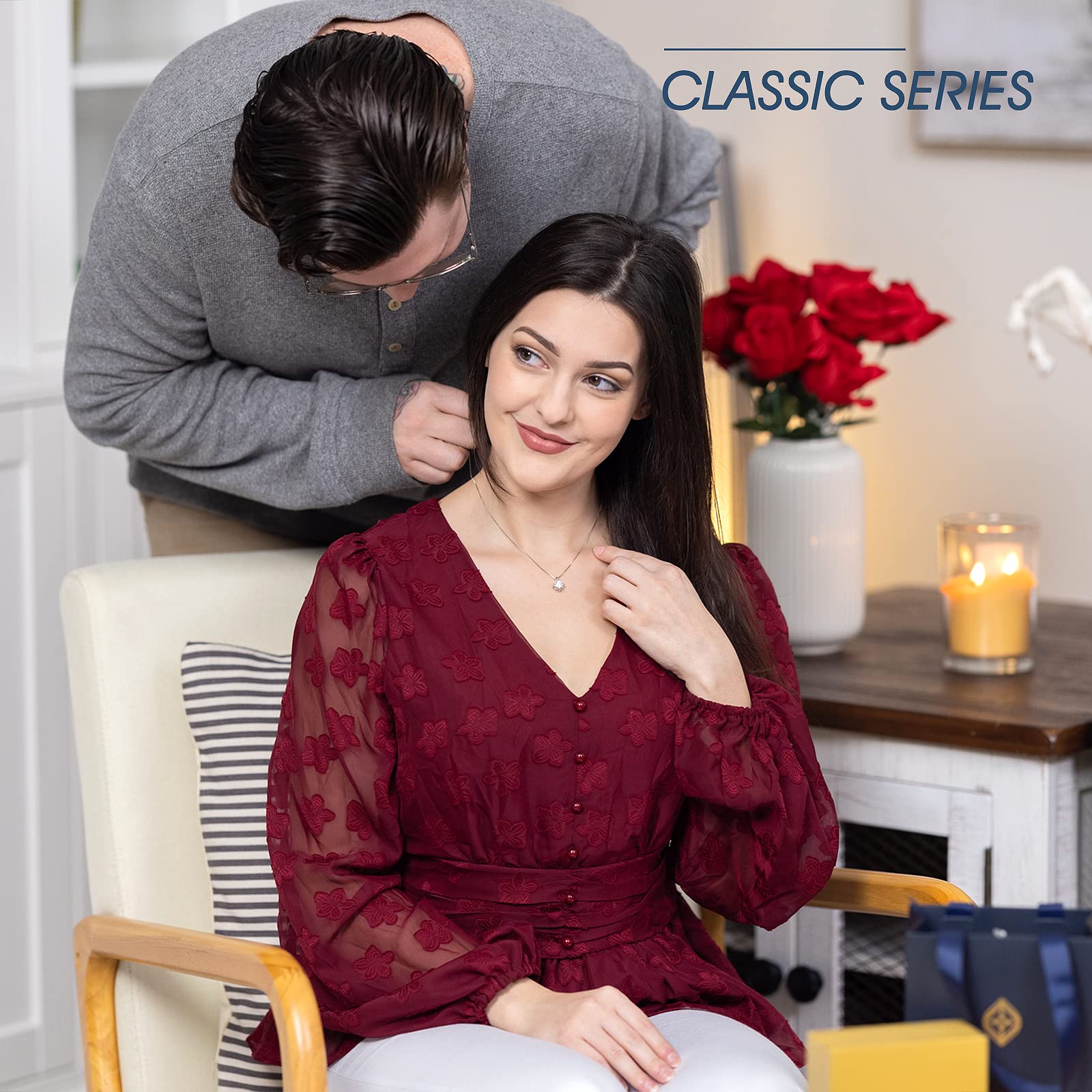 Beam & Bask Pendant Necklace for Wife or Girlfriend, Anniversary Birthday Wedding Moissanite Jewelry for Soulmate Her Women, S925 Sterling Silver