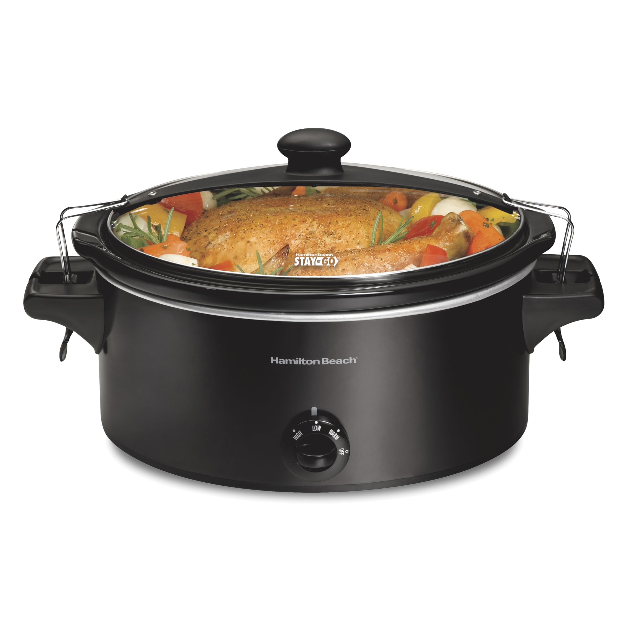 Hamilton Beach Slow Cooker, Extra Large 10 Quart, Stay or Go Portable With Lid Lock, Dishwasher Safe Crock, Black (33195)