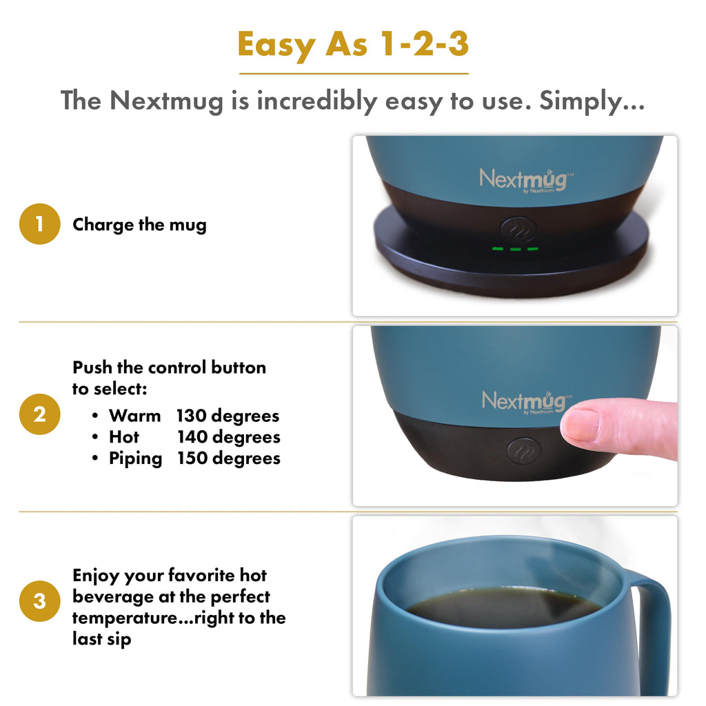 Nextmug - Temperature-Controlled, Self-Heating Coffee Mug (Black - 14 oz.)