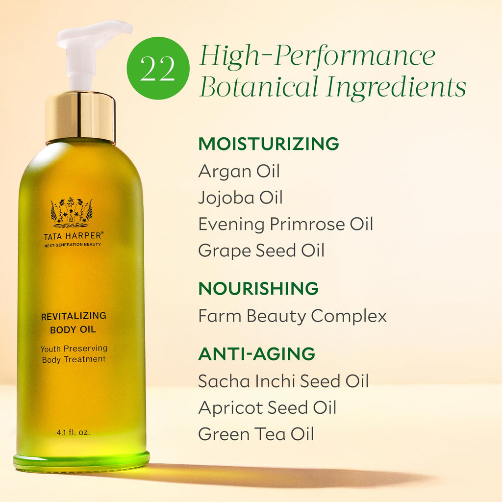 Tata Harper Revitalizing Body Oil, Moisturizing & Nourishing Body Oil, Natural Skincare, Natural Body Care, 315 ml