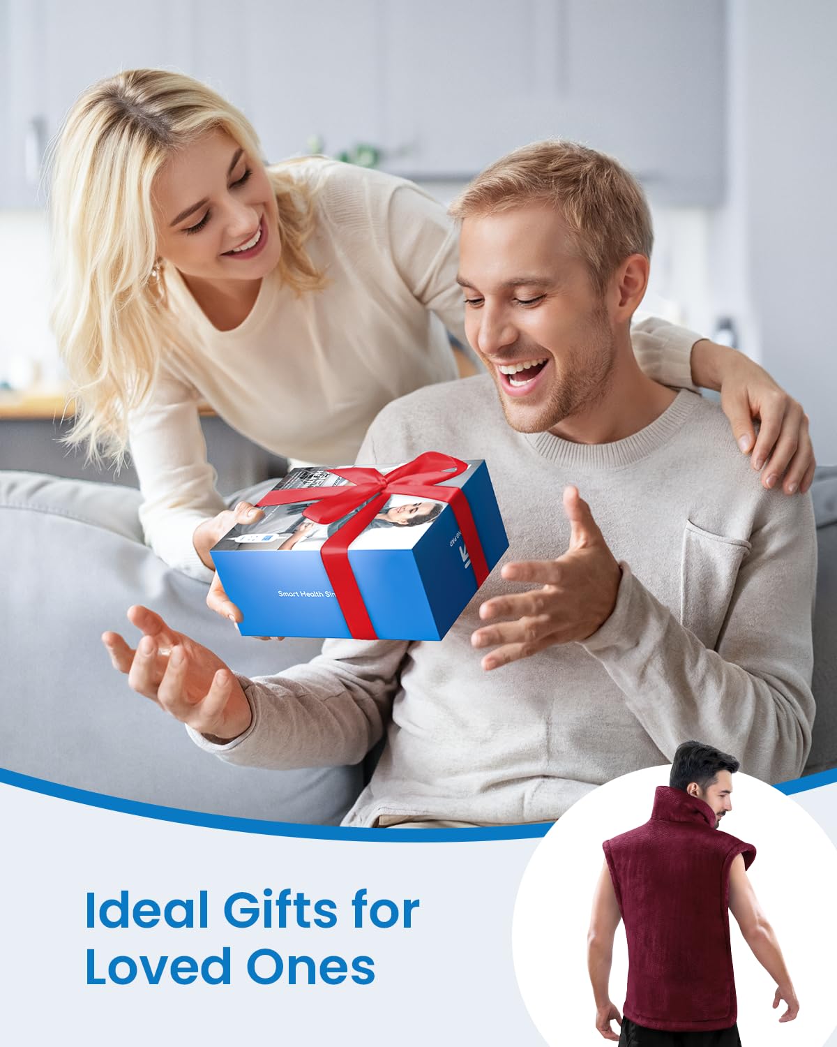 RENPHO Electric Heating Pad for Back, Birthday Christmas Gifts for Women Men Mom Dad Elderly, FSA Eligible Items Only List, Large Heat Pad for Neck Shoulders, 24"x33", ETL Certified, Gray