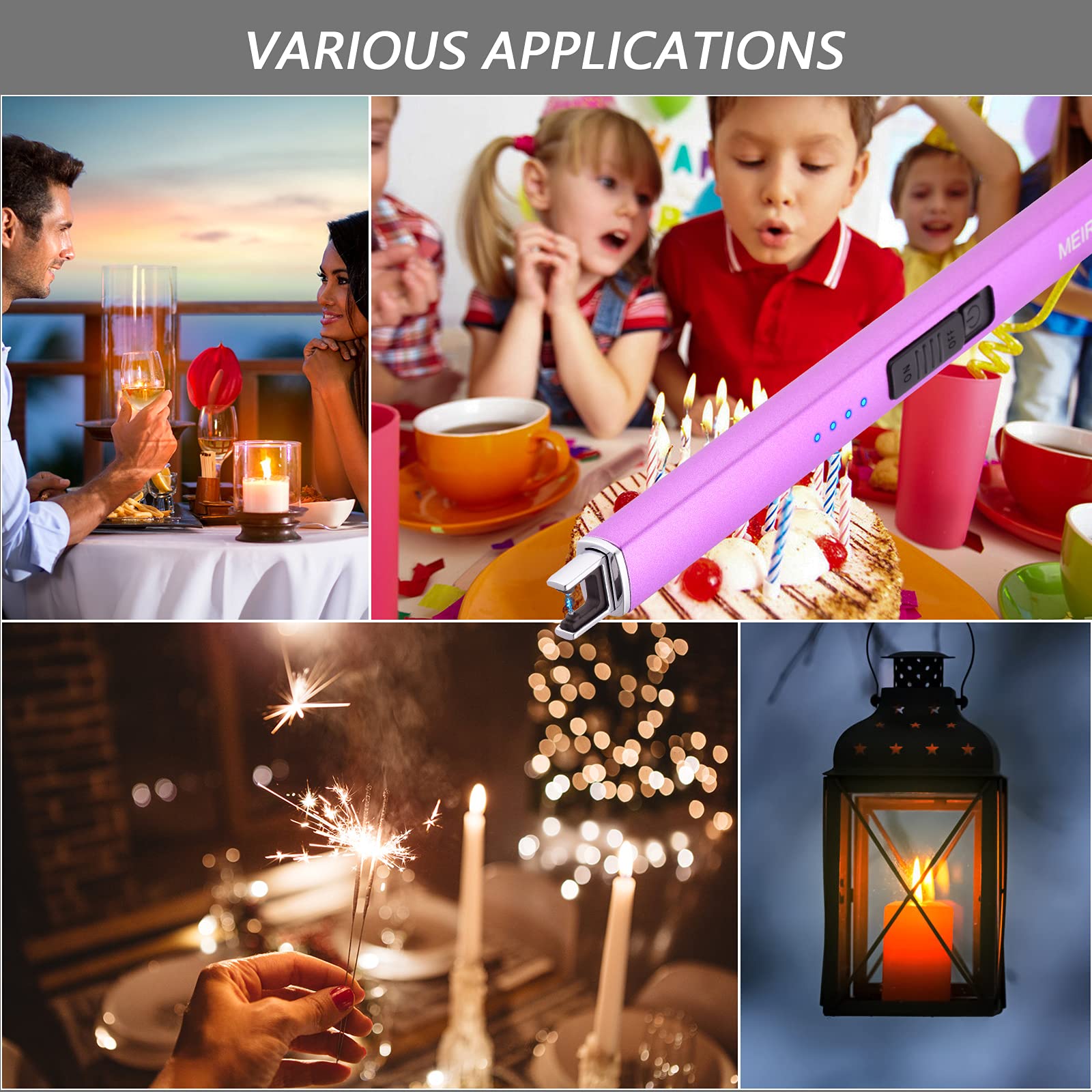 MEIRUBY Electric Candle Lighter, Christmas Stocking Stuffers Gifts for Women Mom Men Wife Sister, USB Arc Rechargeable Windproof Long Lighter for Candle BBQ Housewarming Birthday Gifts Idals