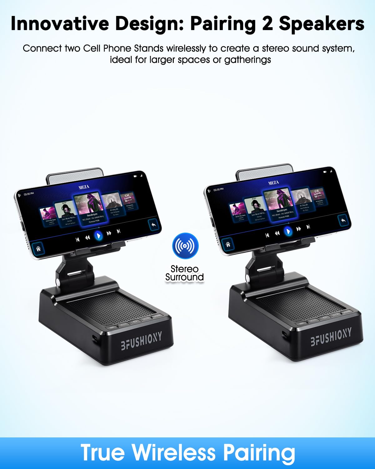 Gifts for Men Women - Cell Phone Stand with Bluetooth Speaker, Phone Holder with Charger (5000mAh), HD Surround Sound for Desk, Stocking Stuffers White Elephant Gift for Adults