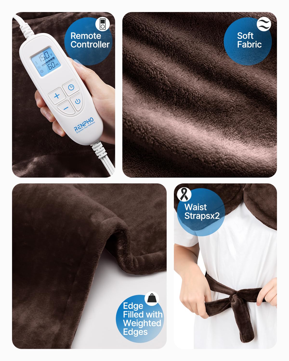 RENPHO Electric Heating Pad for Back, Birthday Christmas Gifts for Women Men Mom Dad Elderly, FSA Eligible Items Only List, Large Heat Pad for Neck Shoulders, 24"x33", ETL Certified, Gray