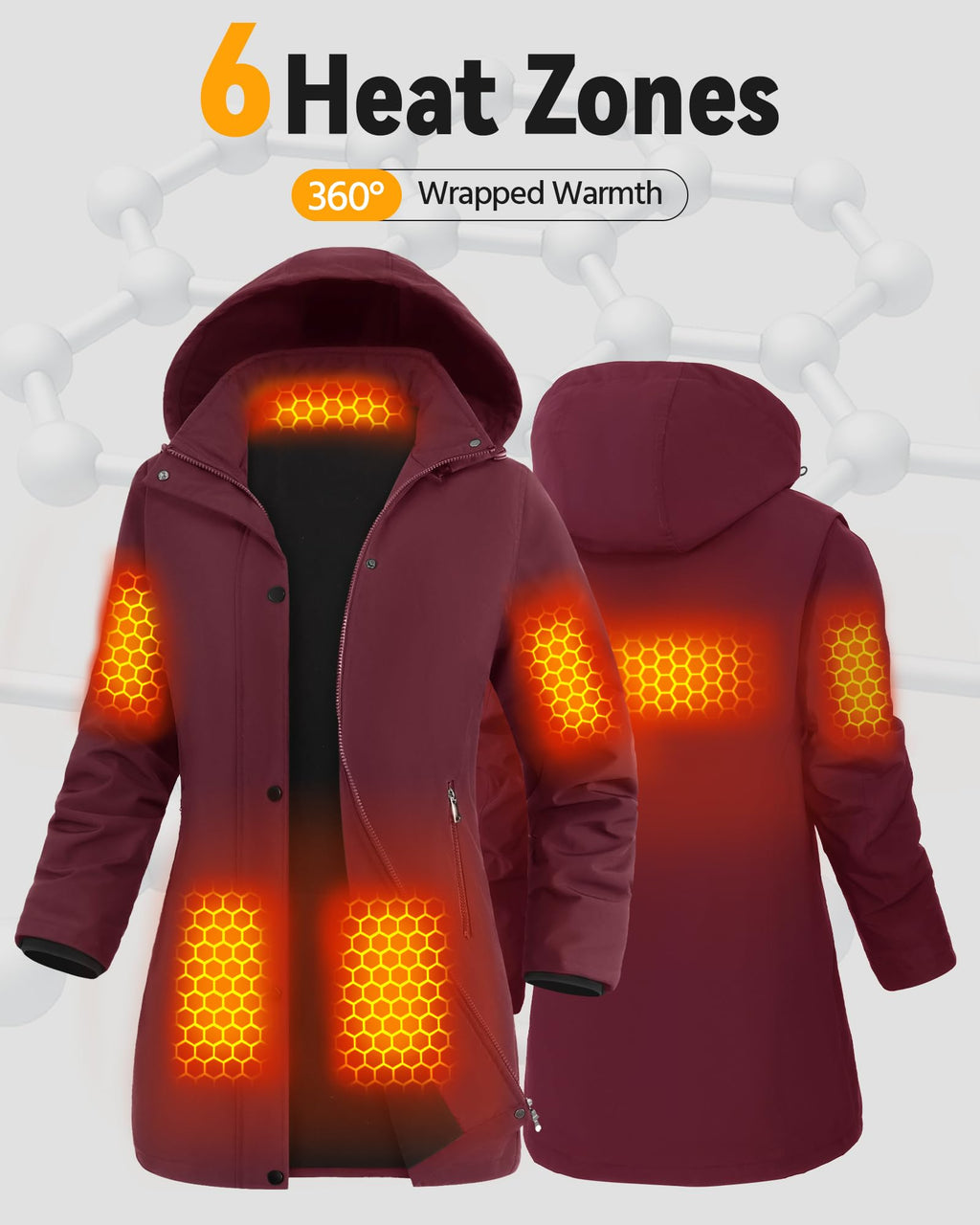 Graphene Women Heated Jacket 12V Fast Charge 18400mAh Large Capacity