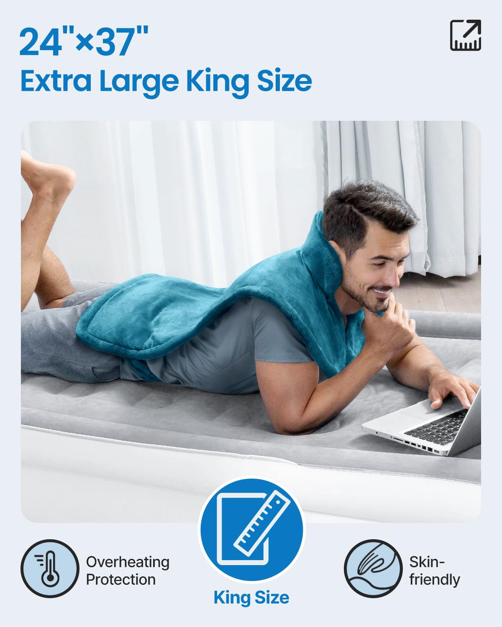 RENPHO Electric Heating Pad for Back, Birthday Christmas Gifts for Women Men Mom Dad Elderly, FSA Eligible Items Only List, Large Heat Pad for Neck Shoulders, 24"x33", ETL Certified, Gray