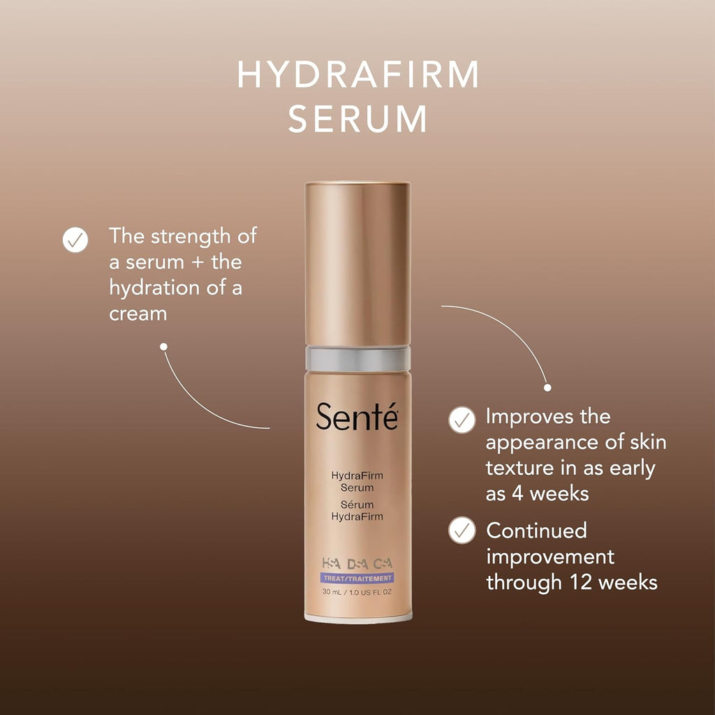 Senté HydraFirm Serum | Supports Collagen and Elastin Production | Restores Firmness and Plumps Skin | Formulated with Patented HSA and Peptides | 1 Fl Oz