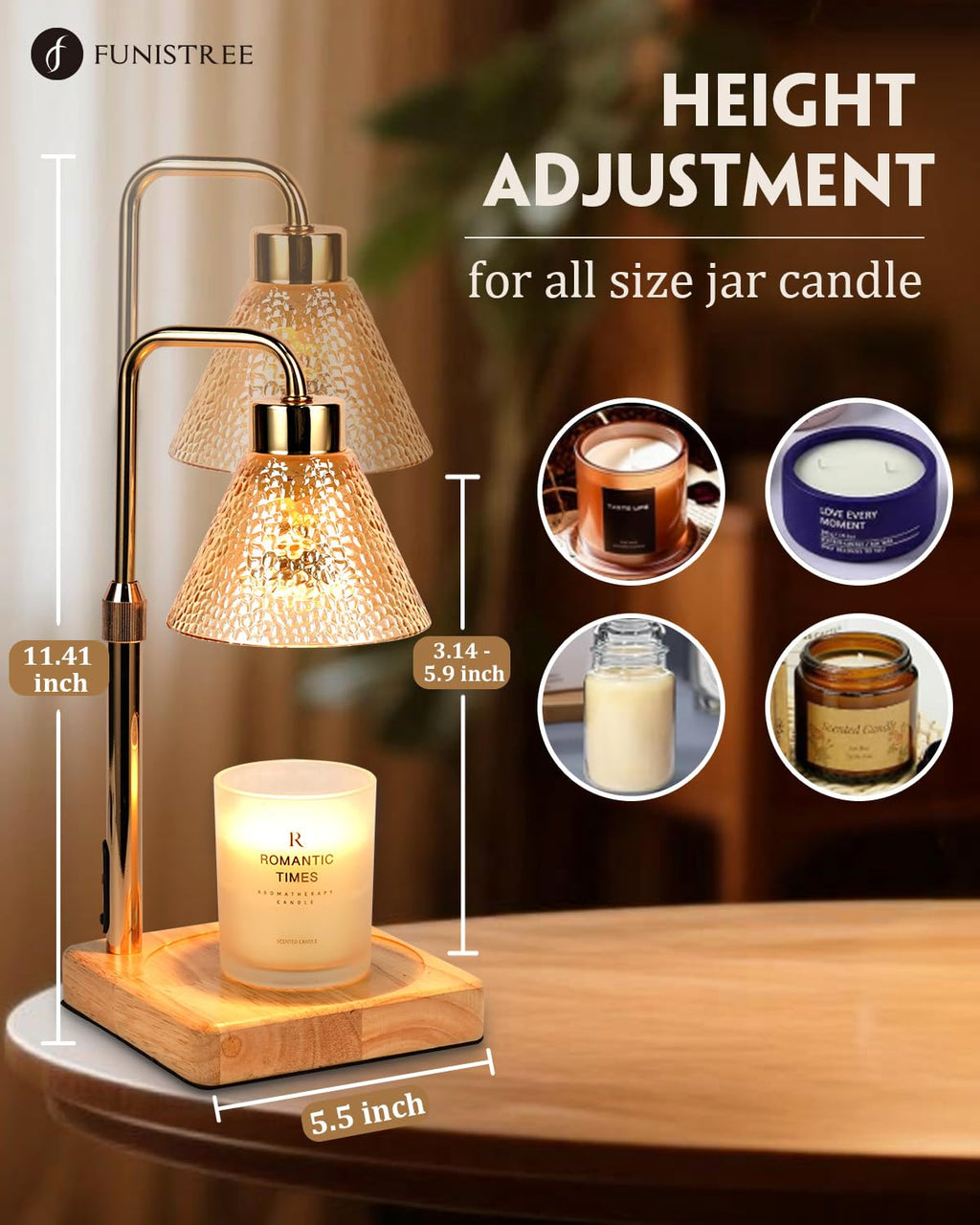 Flower Candle Warmer Lamp with Timer, Dimmable Candle Lamp Warmer, Christmas Birthday Gift for Women Mom, House Warming for New Home Decor, Lotus Wax Melt Warmer for Jar Candles