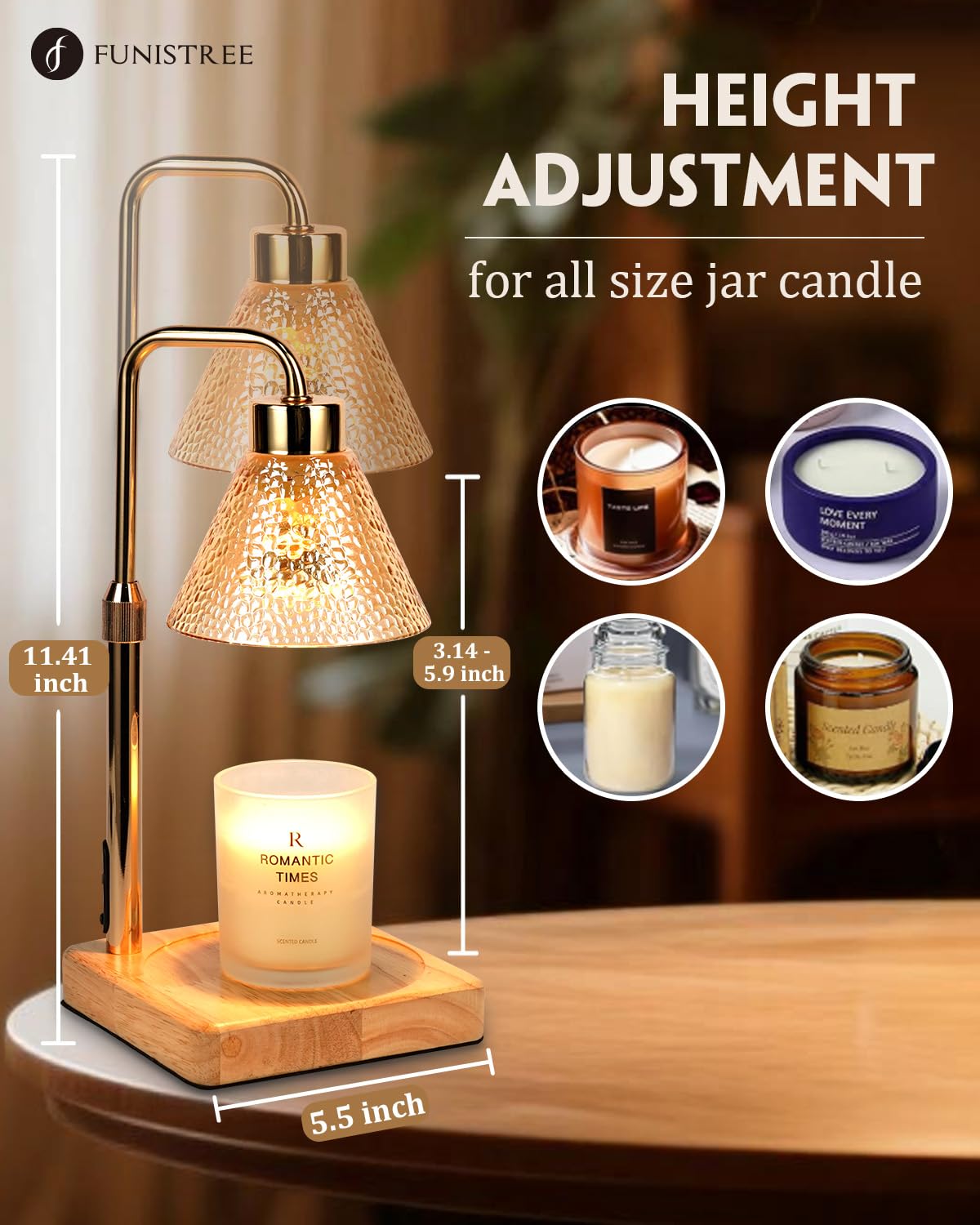 Flower Candle Warmer Lamp with Timer, Dimmable Candle Lamp Warmer, Christmas Birthday Gift for Women Mom, House Warming for New Home Decor, Lotus Wax Melt Warmer for Jar Candles