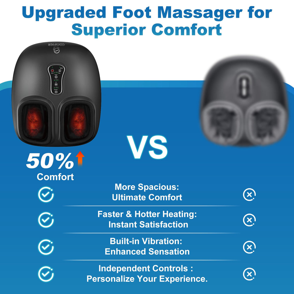 COMFIER Shiatsu Foot Massager with Heat,Vibration,Rolling Compression,FSA Eligible Feet Massager Machine for Plantar Fasciitis,Neuropathy Pain, Fits Size up to 13“,Christmas Gifts for Women,Men,HSA