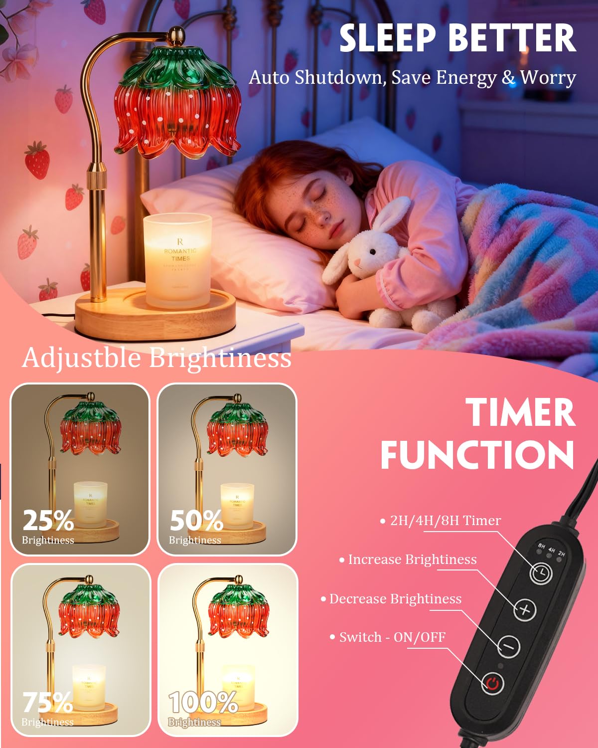 Flower Candle Warmer Lamp with Timer, Dimmable Candle Lamp Warmer, Christmas Birthday Gift for Women Mom, House Warming for New Home Decor, Lotus Wax Melt Warmer for Jar Candles