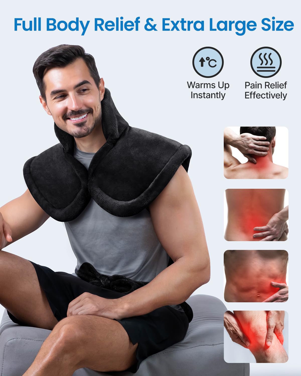 RENPHO Electric Heating Pad for Back, Birthday Christmas Gifts for Women Men Mom Dad Elderly, FSA Eligible Items Only List, Large Heat Pad for Neck Shoulders, 24"x33", ETL Certified, Gray