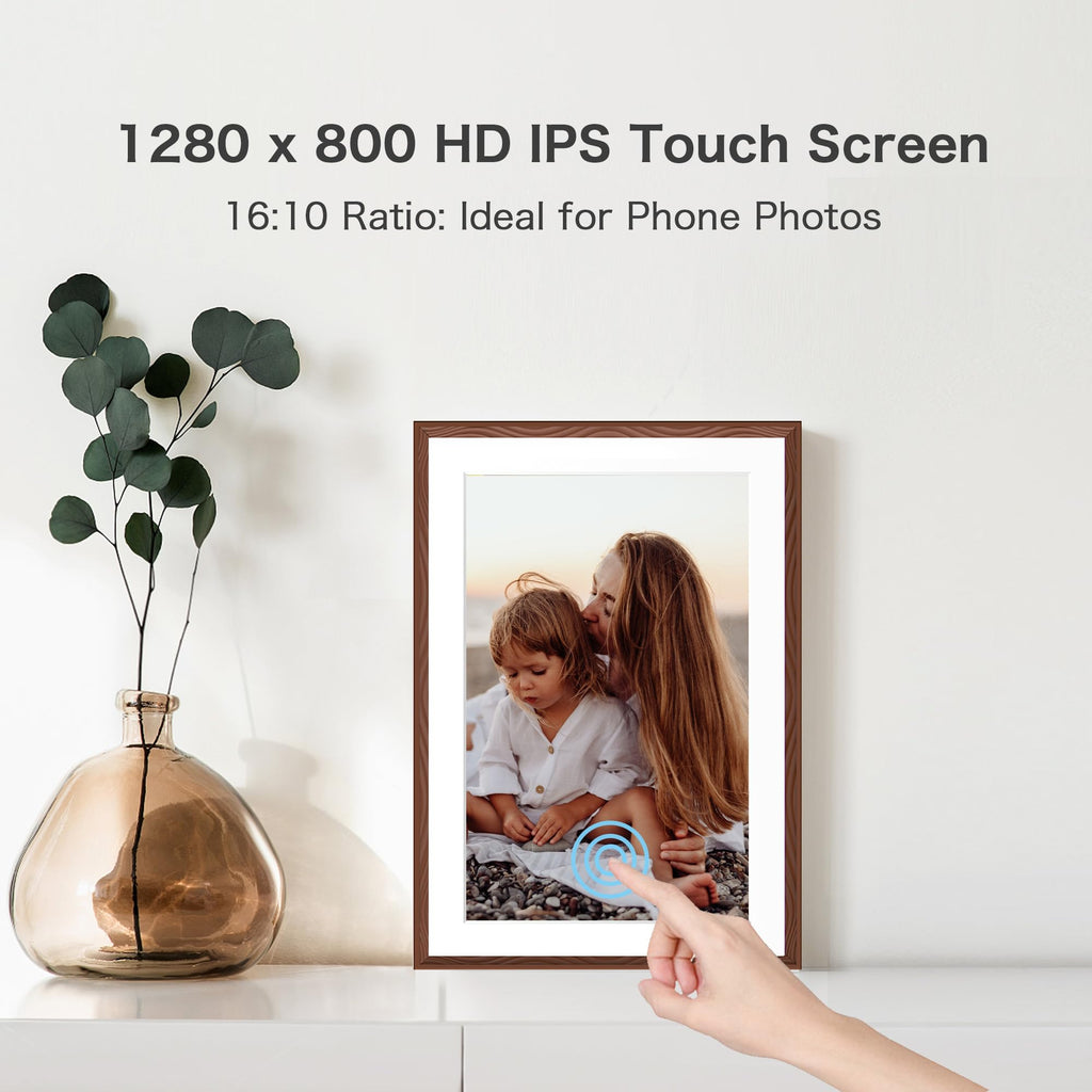 Digital Picture Frame, 10.1'' Frameo Digital Frame Wifi, 32GB Memory, 1280*800 HD Touch Screen Digital Photo Frame, Wall Mountable, Auto-Rotate, Share Instantly, Wedding, Birthday Gifts for Women, Mom
