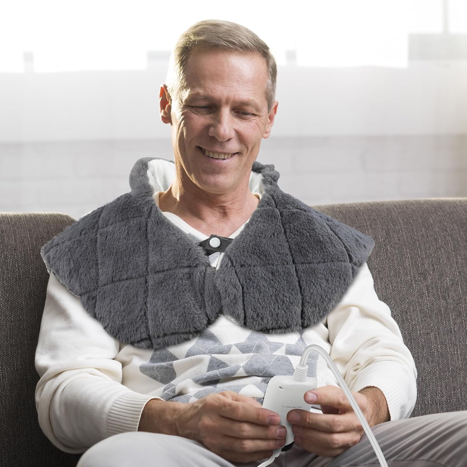 Neck and Shoulder Heating Pad for Pain Relief, XHBDXDP Weighted Neck Heating Pads, 24 x 20″ Neck Heating Pad with Tourmaline Beads, 5 Heat Settings, 4 Auto-Off, Gift for Women