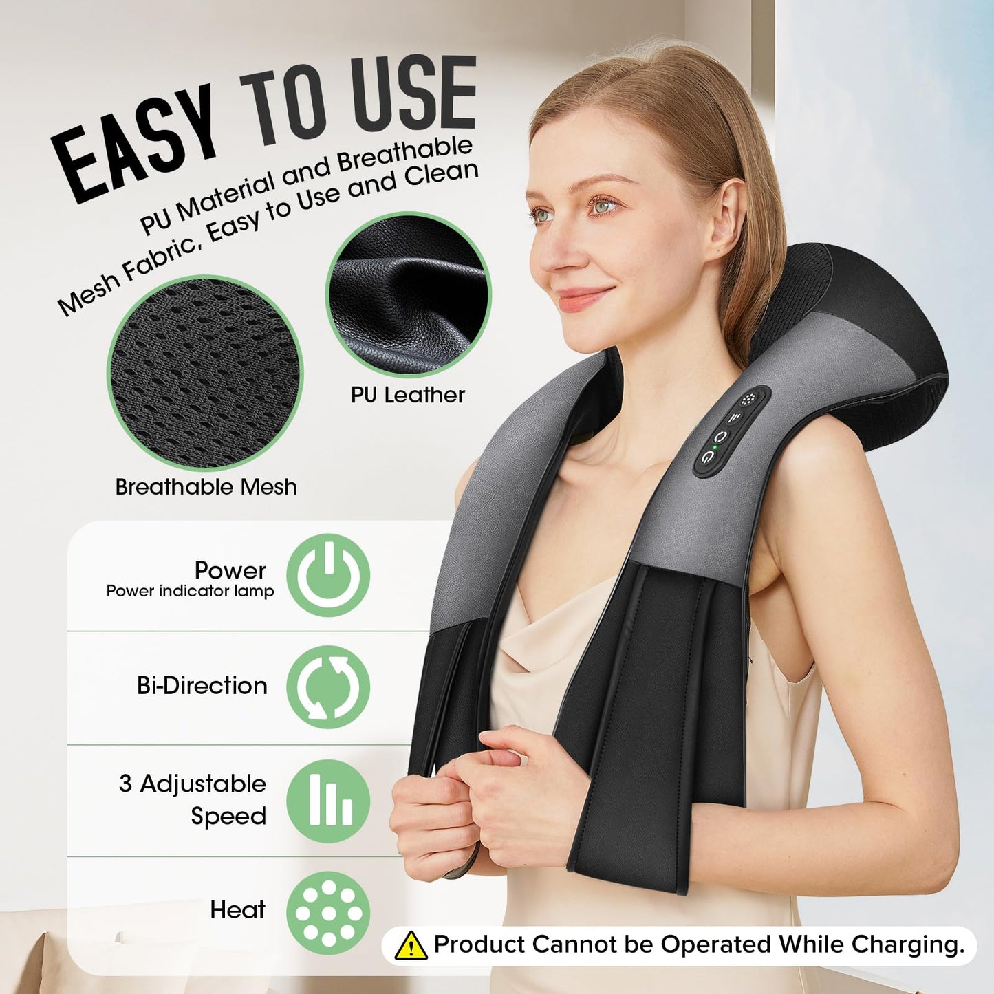 AERLANG Shiatsu Back and Neck Massager, Back Massager Deep Tissue Kneading Neck and Shoulder Massage with Heat, Electric Massage Pillow Fathers Day Gift Ideas from Daughter Son(NOT Cordless)