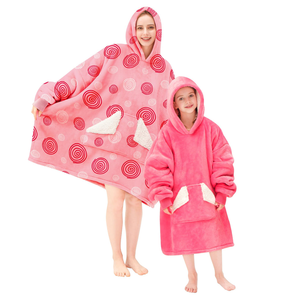 Touchat Wearable Blanket Hoodie, Oversized Sherpa Fleece Sweatshirt Blanket with Giant Hood Pocket and Sleeves for Adult, Warm & Cozy Grey Blanket Gifts for Women