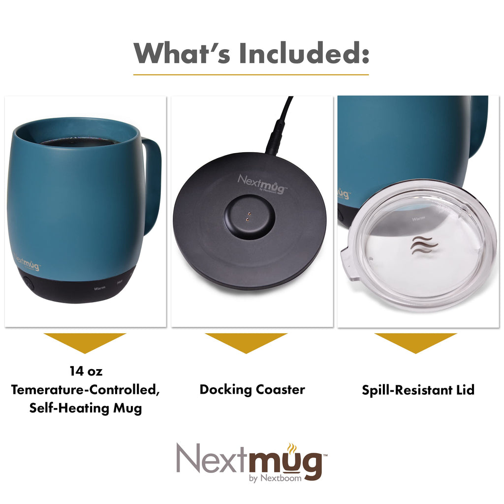 Nextmug - Temperature-Controlled, Self-Heating Coffee Mug (Black - 14 oz.)