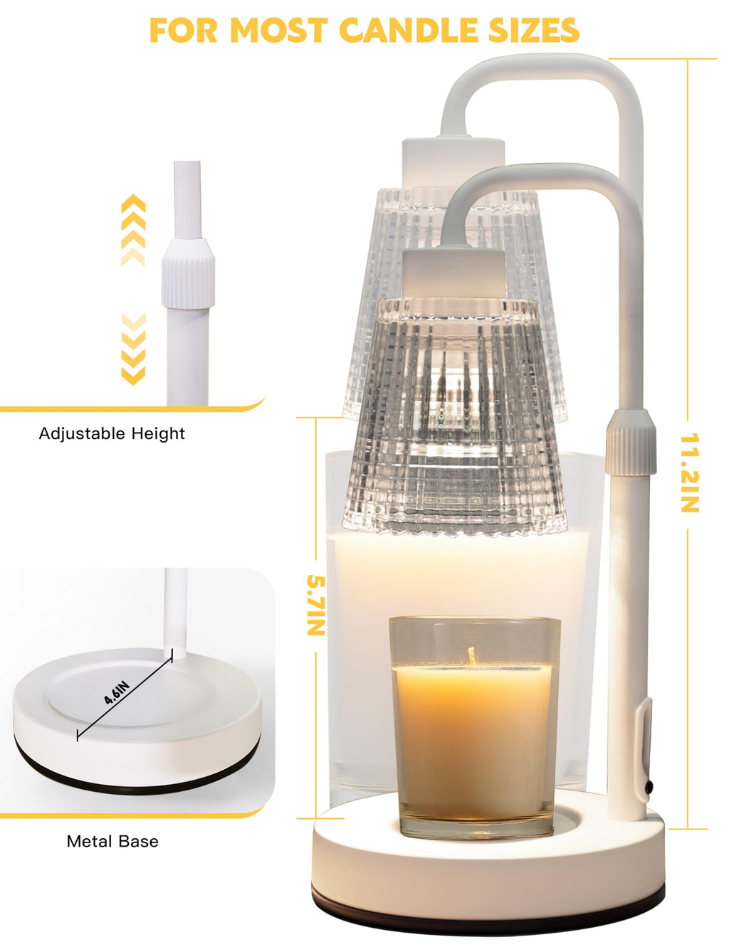 Candle Warmer Lamp with Timer Dimmable, Birthday Gifts for Women Mom, House Warming Gifts New Home Decor, Wax Melt Warmer for Jar Candles with 2 Bulbs