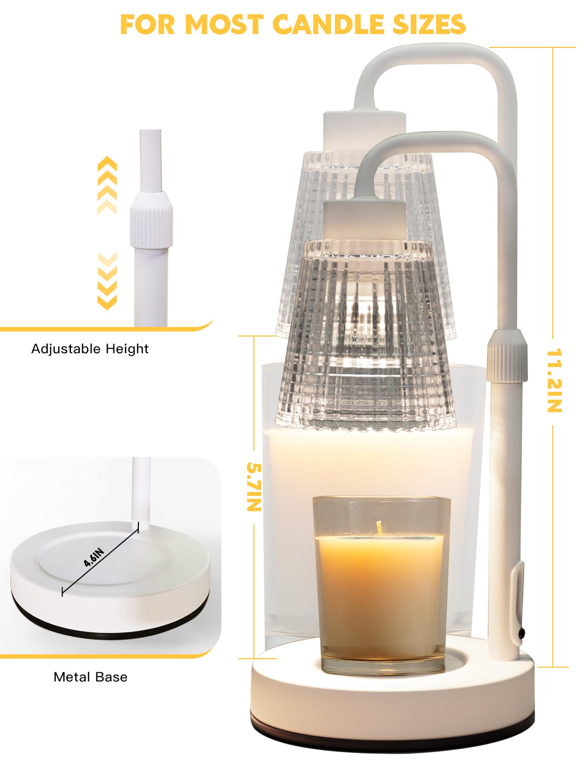 Candle Warmer Lamp with Timer Dimmable, Birthday Gifts for Women Mom, House Warming Gifts New Home Decor, Wax Melt Warmer for Jar Candles with 2 Bulbs