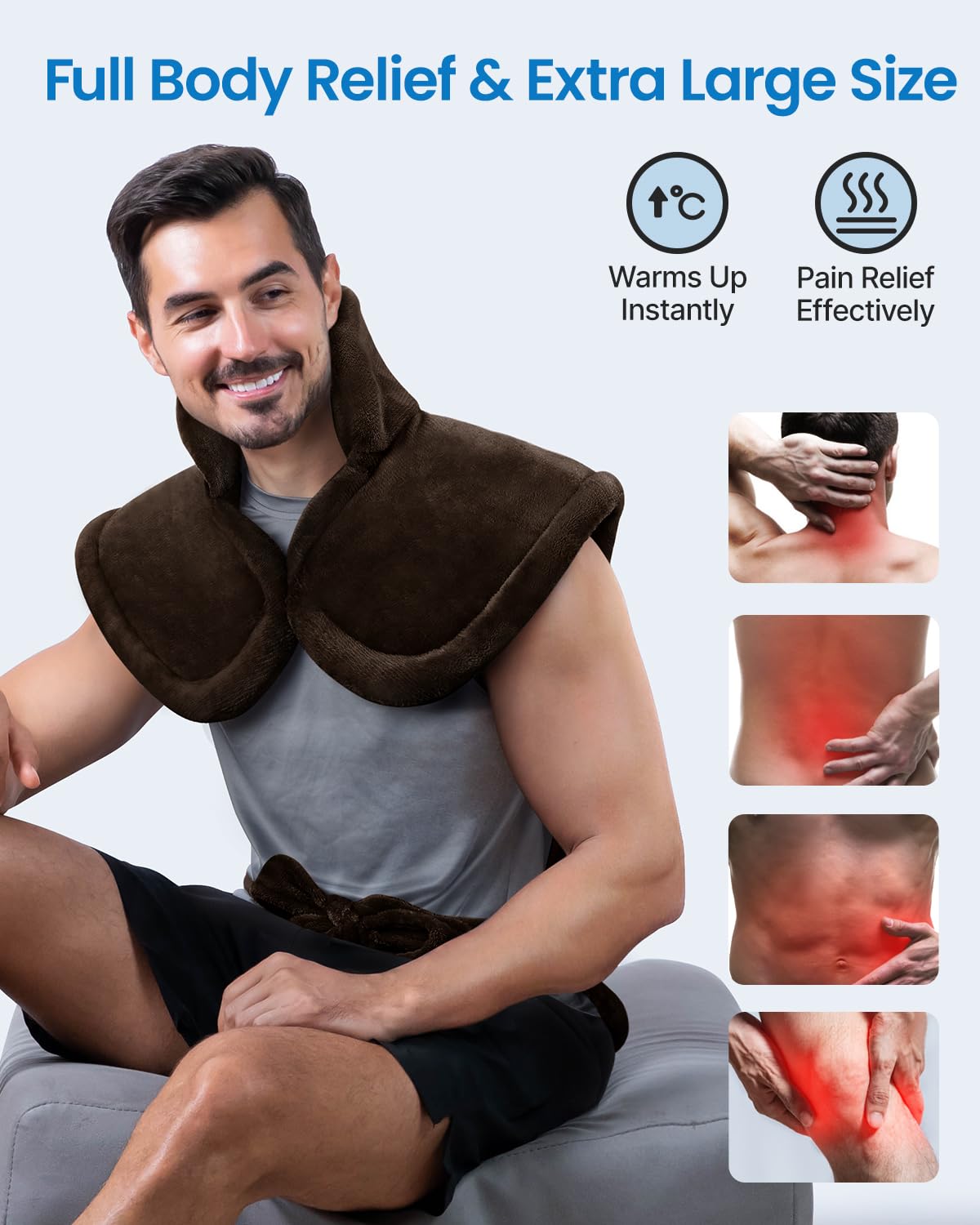 RENPHO Electric Heating Pad for Back, Birthday Christmas Gifts for Women Men Mom Dad Elderly, FSA Eligible Items Only List, Large Heat Pad for Neck Shoulders, 24"x33", ETL Certified, Gray